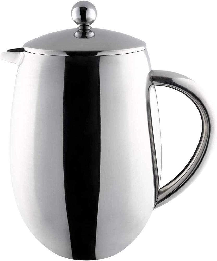 Cafe Ole Café Ole Cafetiere Coffee Maker 3 Cup Double Walled Straight Sided Mirror, 