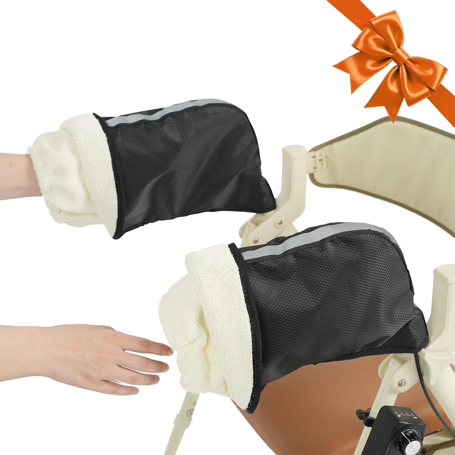 VOCIC OT01 Rollator Gloves, 360° Wind Protection, Double Heat with Fleece, Rain and Snow Proof, Ideal as Accessory for Rollator, Wheelchair, Bike, Winter Hand Warmers for Men and Women, 1 Pair
