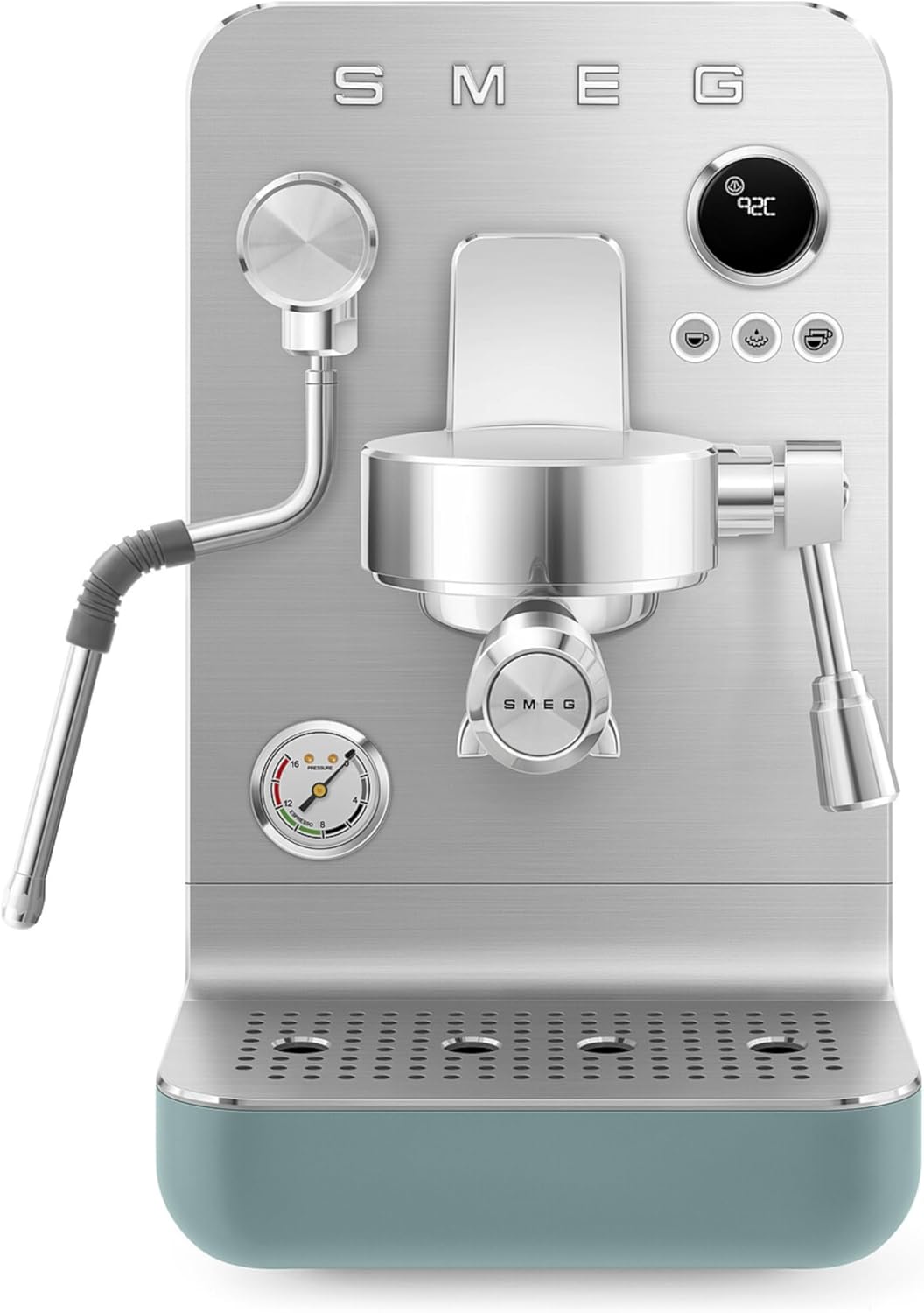 Smeg, MiniPro EMC02EGMEU Manual Espresso Coffee Machine, Triple Thermal Block, Professional Steamer Stick and Filter Holder, 1.7L Tank, Removable Drip Tray, 1700W, Emerald Green Matt