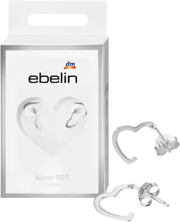 ebelin Hoop earrings, 925 sterling silver, heart shape, 2 pieces