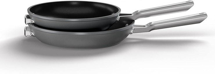 Ninja ZEROSTICK Stackable Cookware Frying Pan Set, Non-Stick Space Saver, 24/28 cm Frying Pans, Durable, Hard Anodized Aluminum, Induction Compatible, Grey, C52200UK
