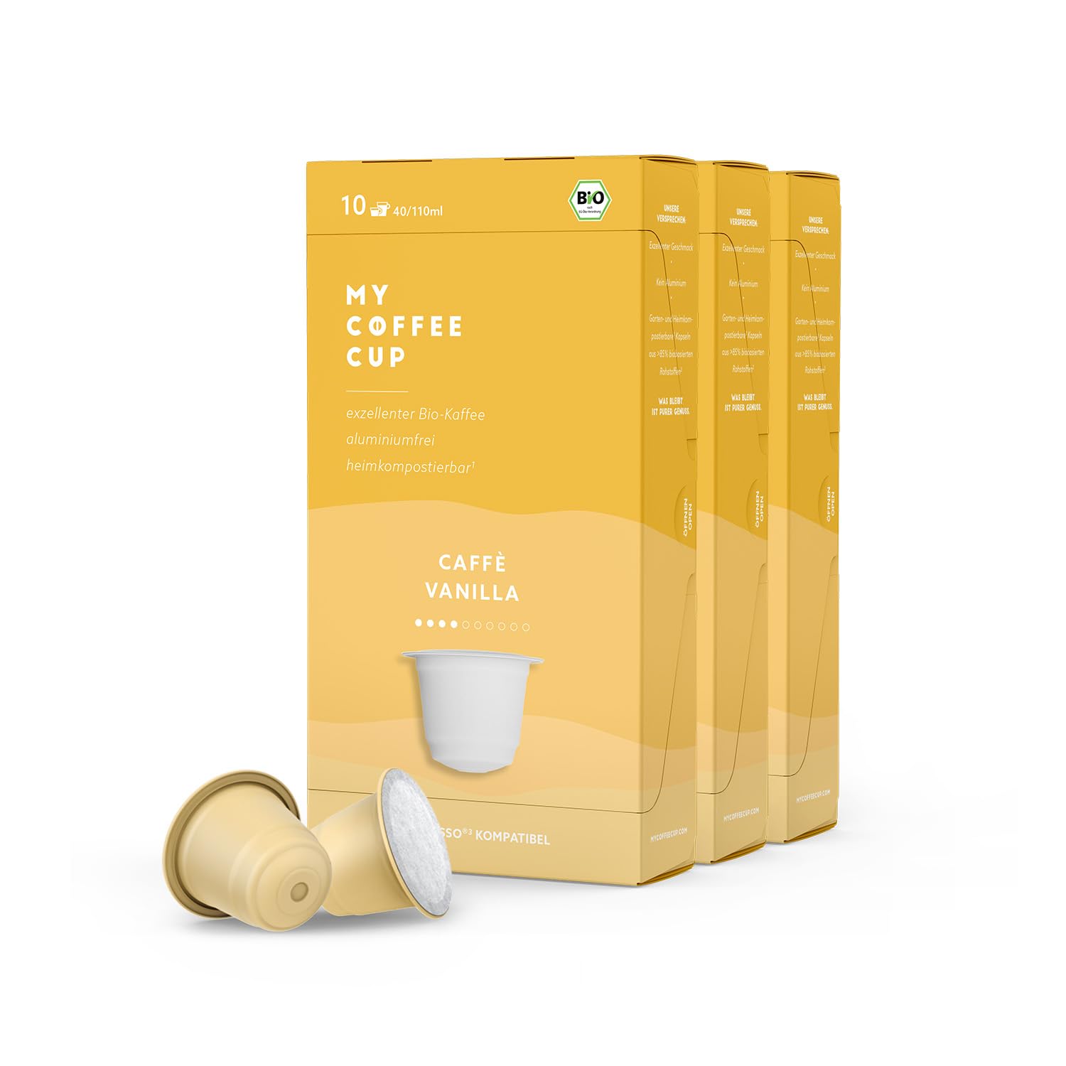 MY-COFFEE CUP My Coffee Cup - CAFFÈ VANILLA - Organic Coffee I 30 Coffee Capsules for Nespresso®³ Capsule Machines I 100% Home and Garden Compostable I Sustainable - 0% Aluminum