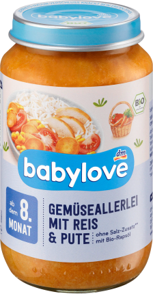 babylove Menu All kinds of vegetables with rice & turkey from the 8th month, 220 g