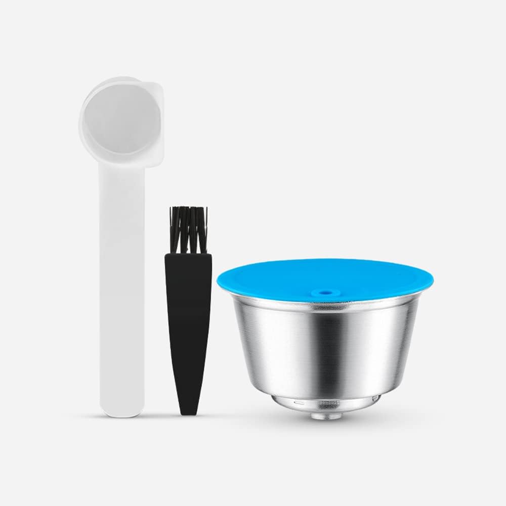 i Cafilas Dolce Gusto Reusable Coffee Capsule Stainless Steel Refillable Coffee Capsule Filling, Replacement Capsule for Dolce Gusto, with 1 Coffee Spoon and 1 Cleaning Brush