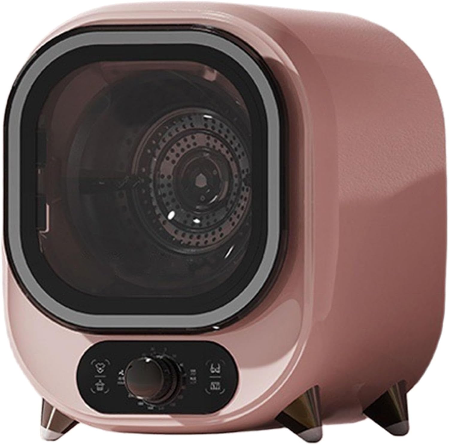 Condenser tumble dryer, mini tumble dryer, maximum load capacity 0.8 kg, 60 ℃ constant temperature, for travel, apartments, student dormitories, hotels, home, pink