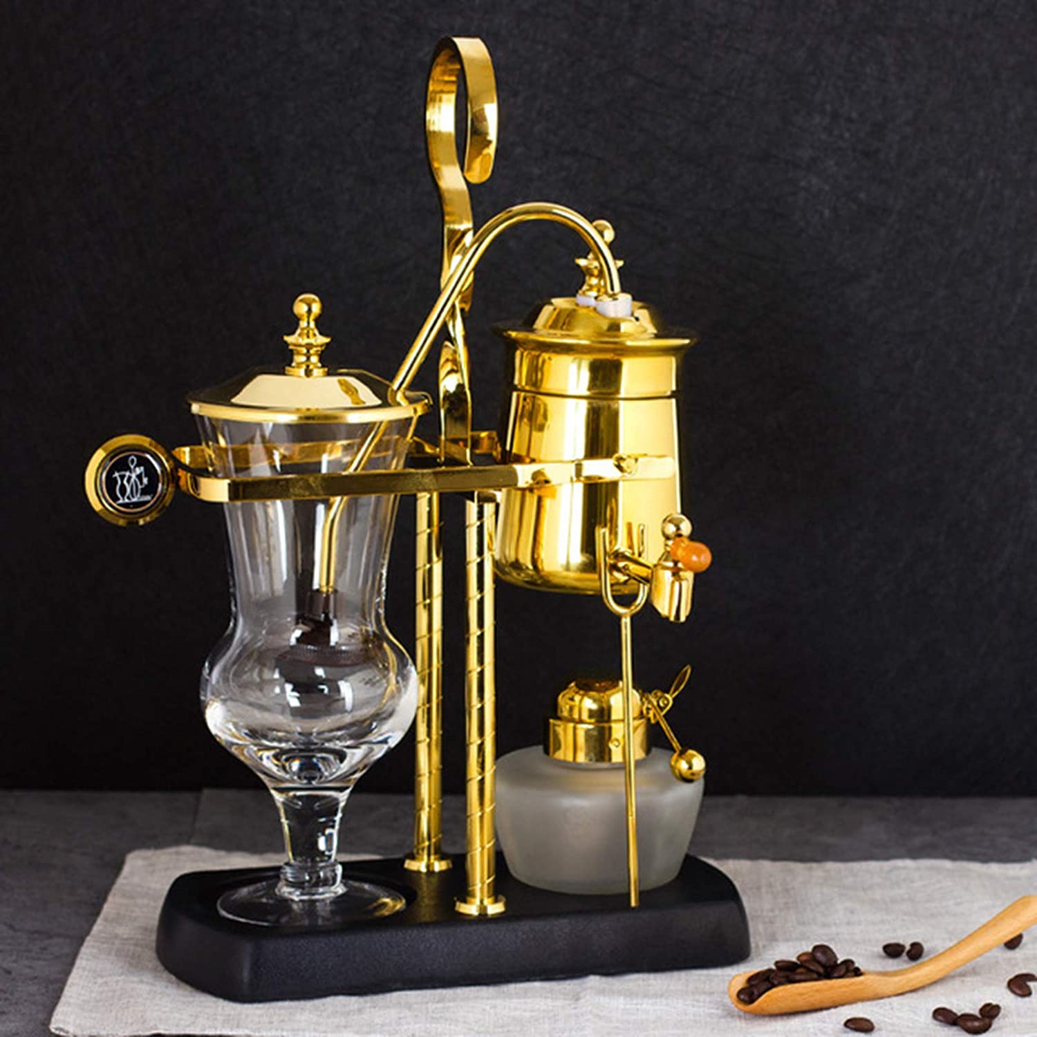 BNMY Belgian Siphon Coffee Machine Belgium Balance Siphon Coffee Machine Double Column Classic, Silver