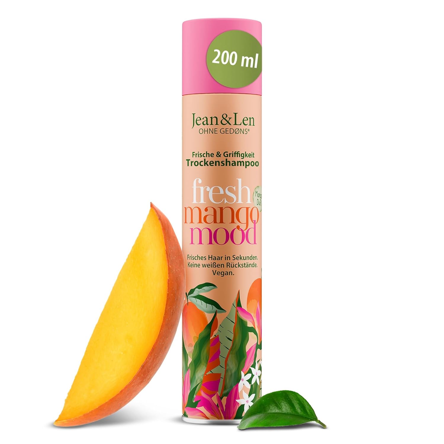 Jean & Len Dry Shampoo Fresh & Grip, No Greasy Root, No White Residue, Fruity Fresh of Mango, for All Hair Types, No Parabens & Silicones, Vegan, 200 ml