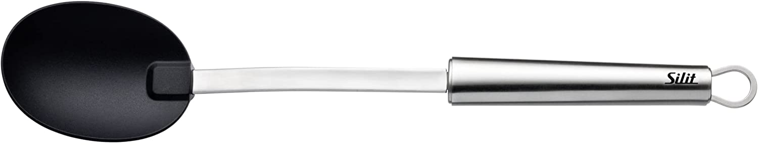 Silit Classic Line serving spoon, plastic, 33 cm, polished stainless steel, plastic trowel, ideal for coated pots, dishwasher safe