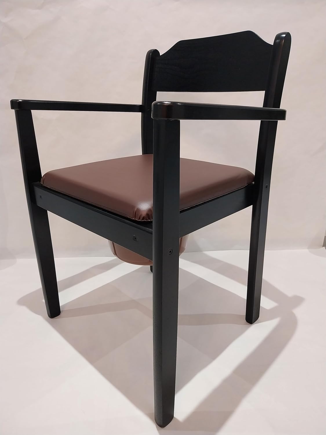 Perla Hygienic Commode Bedside Chair Wooden Removable Bucket with Lid Chair Toilet for Adults Made of Solid Beech Wood, Certified Toilet Aid for Seniors (Black)