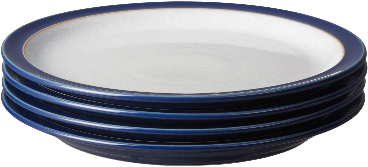 Denby Elements 381048904 Medium Plate Set, Blue (Pack of 4)