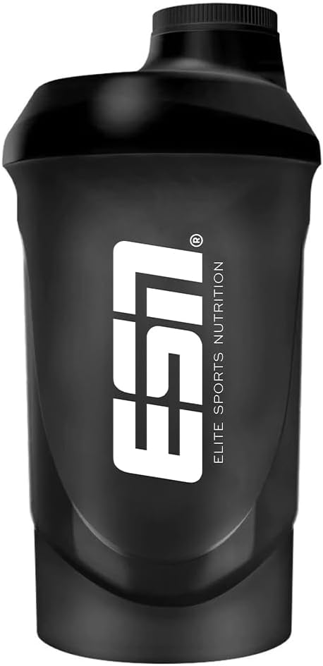 ESN Store ESN Shaker, Black, 600 ml, Leak-Proof, Shaker with Measuring Scale for Easy Dosing, BPA & DEHP Free