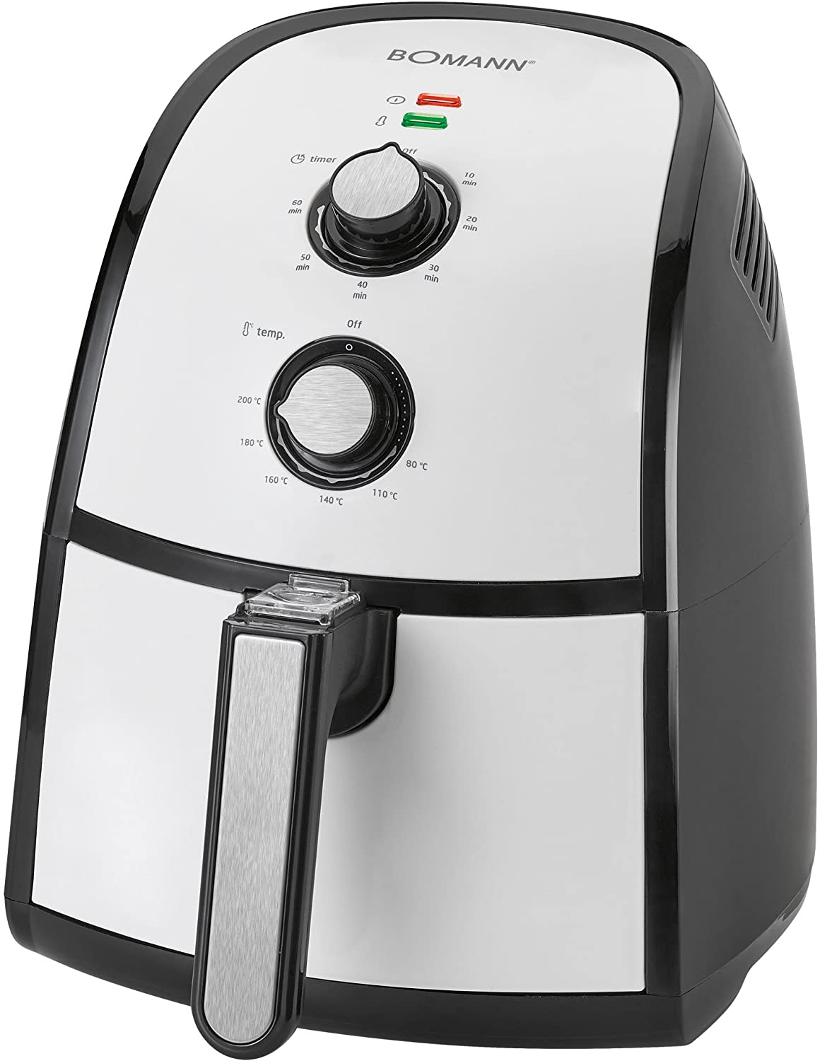 Bomann FR 2301 H CB Hot Air Fryer, 2.2 Litre, Continuously Variable Thermostat, Timer, 1500 Watt, Black/White