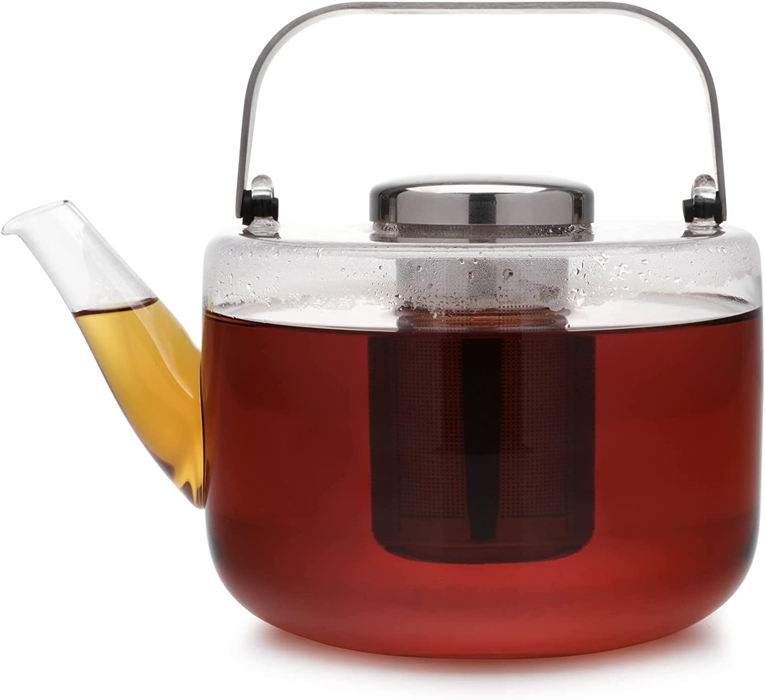 VIVA Scandinavia Teekanne mit Siebeinsatz, Glas Teekocher mit hitzebeständigem Teesieb, Glaskanne für Teelichter mit Stövchen, ohne Teebeutel für losen Tee geeignet, 1,3 Liter
