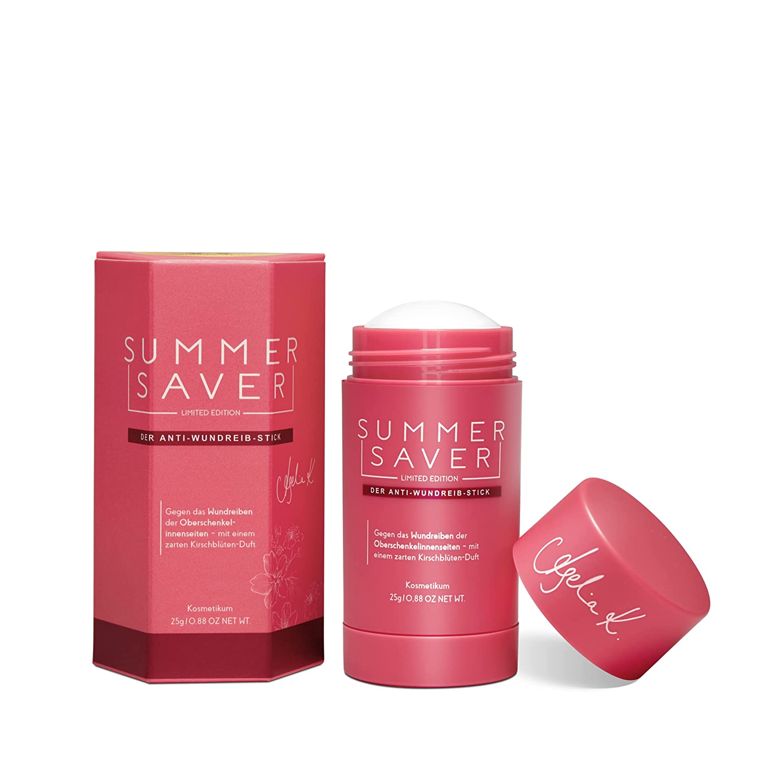 SUMMERSAVER Anti-chafing stick, cherry blossom, set of 2, long-lasting and effective protection against chafing, dermatologically tested, summer saver, without aluminium, PEG-free, vegan and cruelty-free, ‎pink