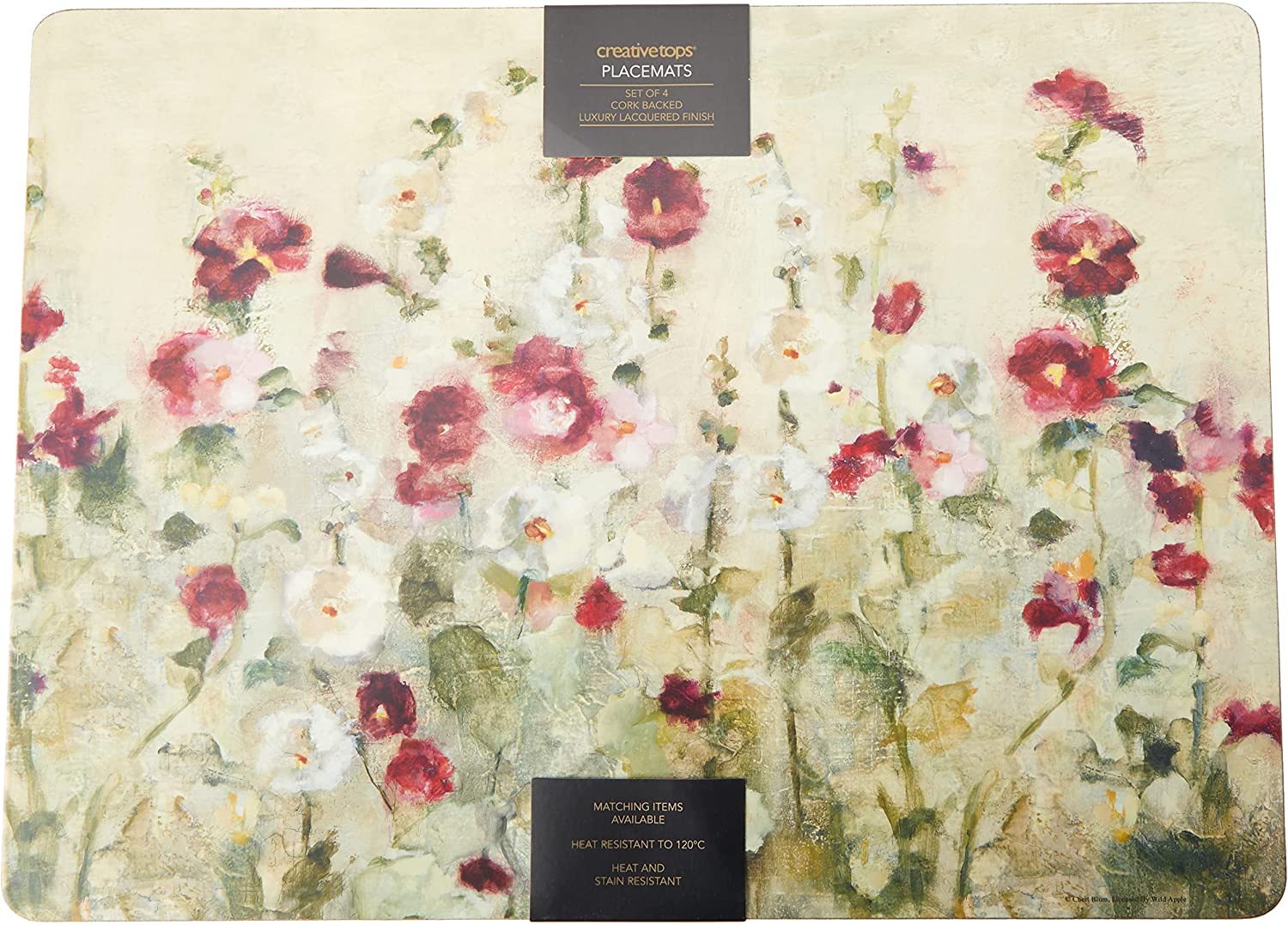 Creative Tops Wild Field Poppies Premium Cork Backed Placemats, Set of 4, 40 x 29 cm (15¾ x 11½ inches).