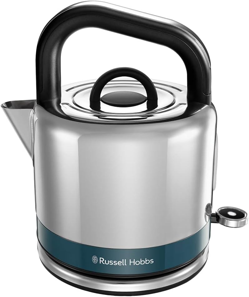 Russell Hobbs Distinctions 26421-70 Kettle [1.5 L] Stainless Steel Ocean Blue (Quick Boil Function, Removable Limescale Filter, Optimized Spout, External Water Level Indicator) Tea Maker