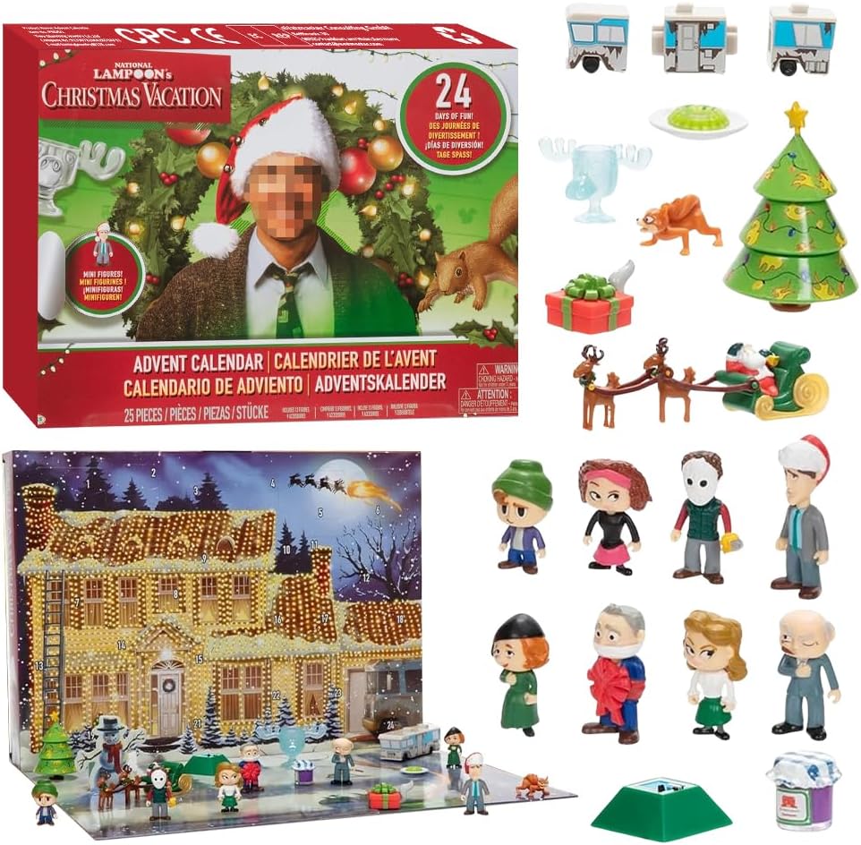 WAVATA Advent Calendar 2024, 24-Day Christmas Countdown Calendar with Collectible Figures, Includes 24 Gifts, National Lampoon\'s Christmas Vacation Advent Calendar, for Children and Adults
