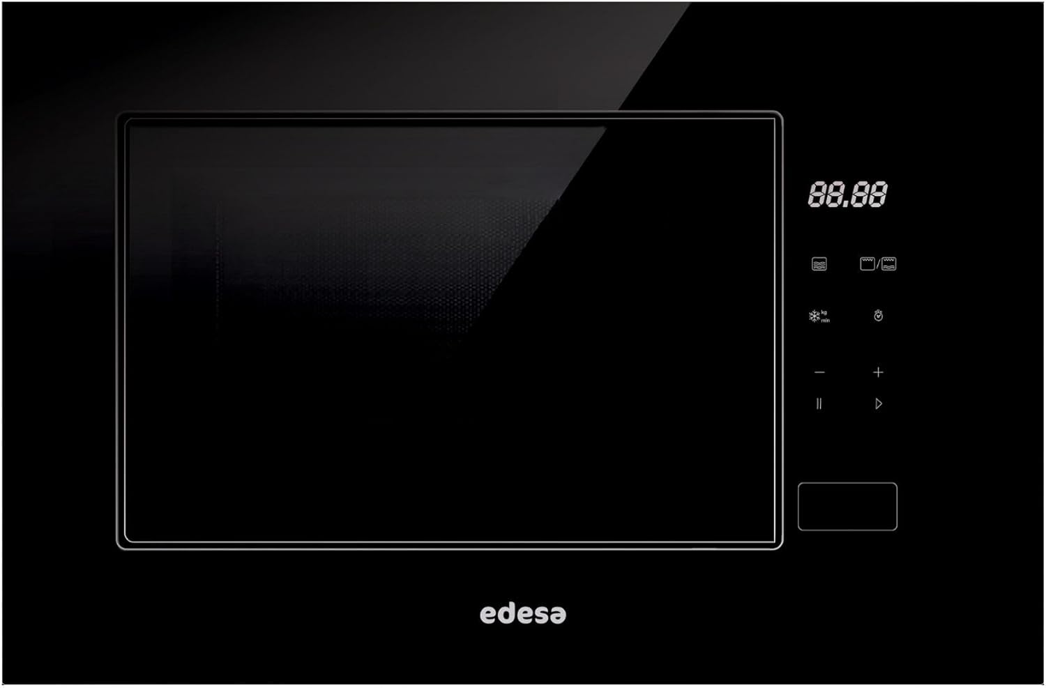 EDESA Built-in Microwave EMW-2021-IG BK Frameless Large Capacity 20L Grill Power 800W Defrost 5 Functions Quick Start Button Installation High Surface Black