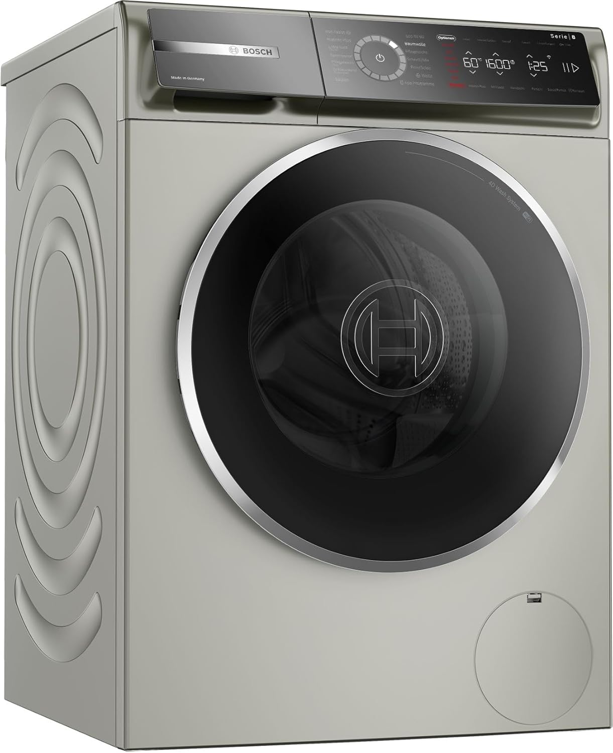 Bosch WGB2560X1, Series 8, Smart Washing Machine, 1-10 kg, 1600 rpm, Made in Germany, Maximum Energy and Water Savings, Automatic Stain Control, Iron Assist, Speed ​​Perfect, Refill Function, Silver