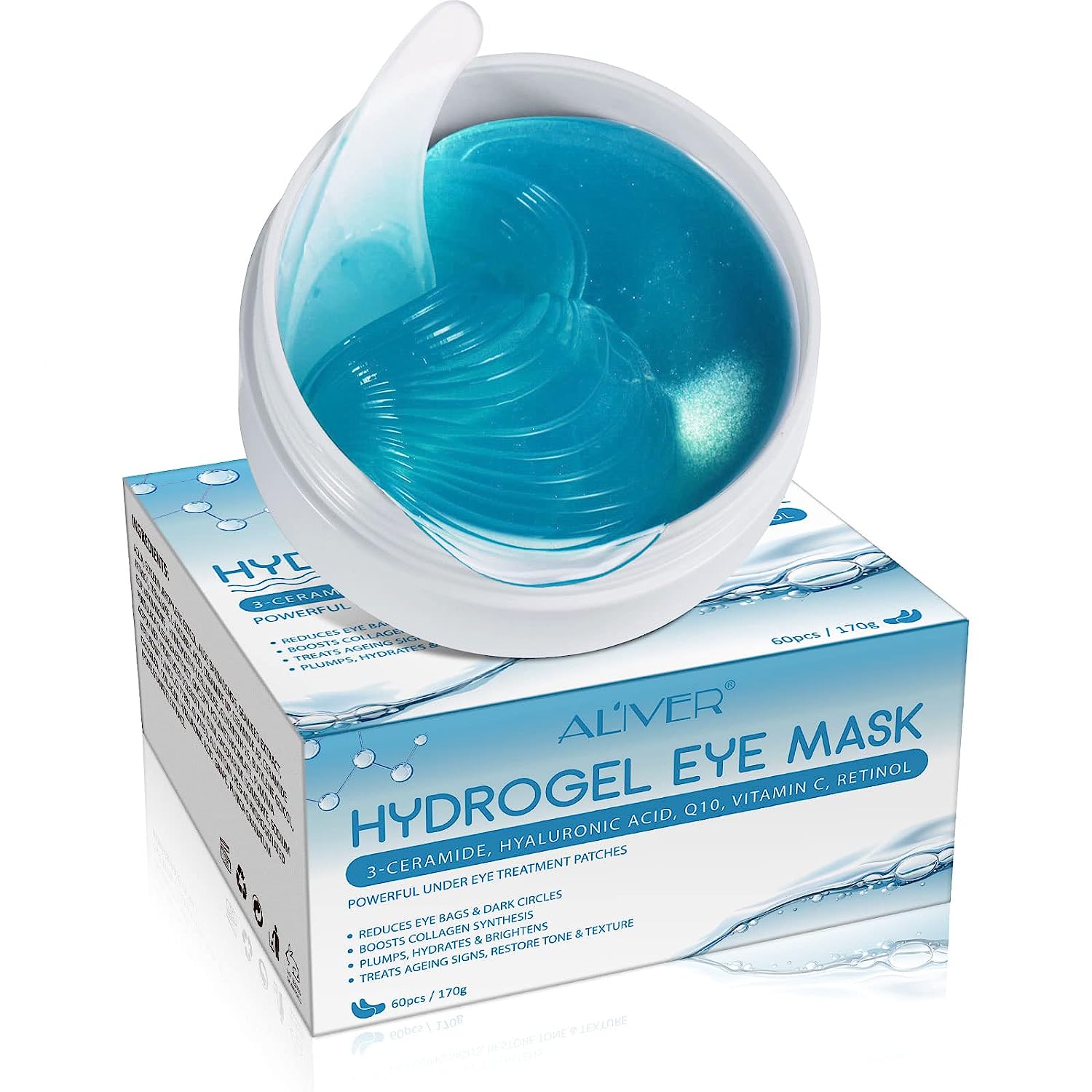 Abodiuss Collagen Eye Pads, Against Dark Circles, 60 Pieces Tear Bags & Wrinkles - Hyaluronic & Collages Anti -Aging Eye Mask - Eye Gel Pads With Instant Effect - Eye Care Anti -Wrinkle