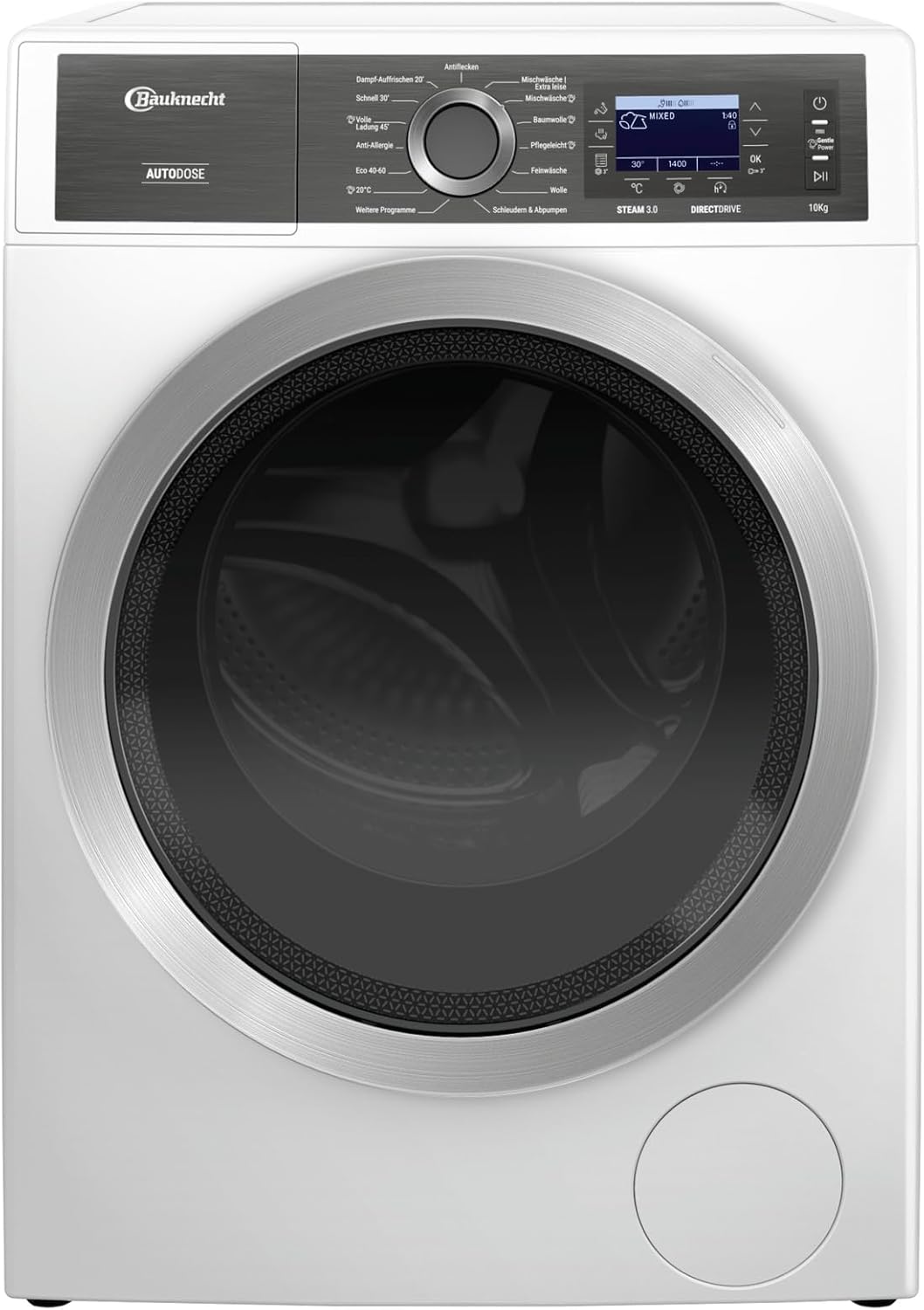 Bauknecht B8 09AD Silence DE Washing Machine Front Loader/Gentle-Power/Energy Efficiency Class A-30 Percent/Particularly Quiet Washing Machine/Car Box/Steam Hygiene, Refresh,Finish/Full Charge 45