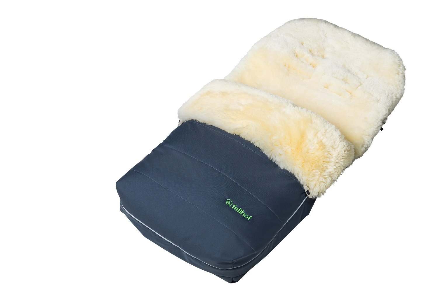 Fellhof Garmisch 109401 Lambskin Footmuff Öko-Tex Standard 100 Certified, 45 x 97 cm, Wind and Waterproof, Zip-Off Back, Washable up to 30 °C (Navy)