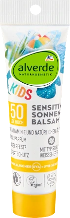 alverde NATURKOSMETIK Sunscreen balm for kids, sensitive SPF 50, travel size, 30 ml