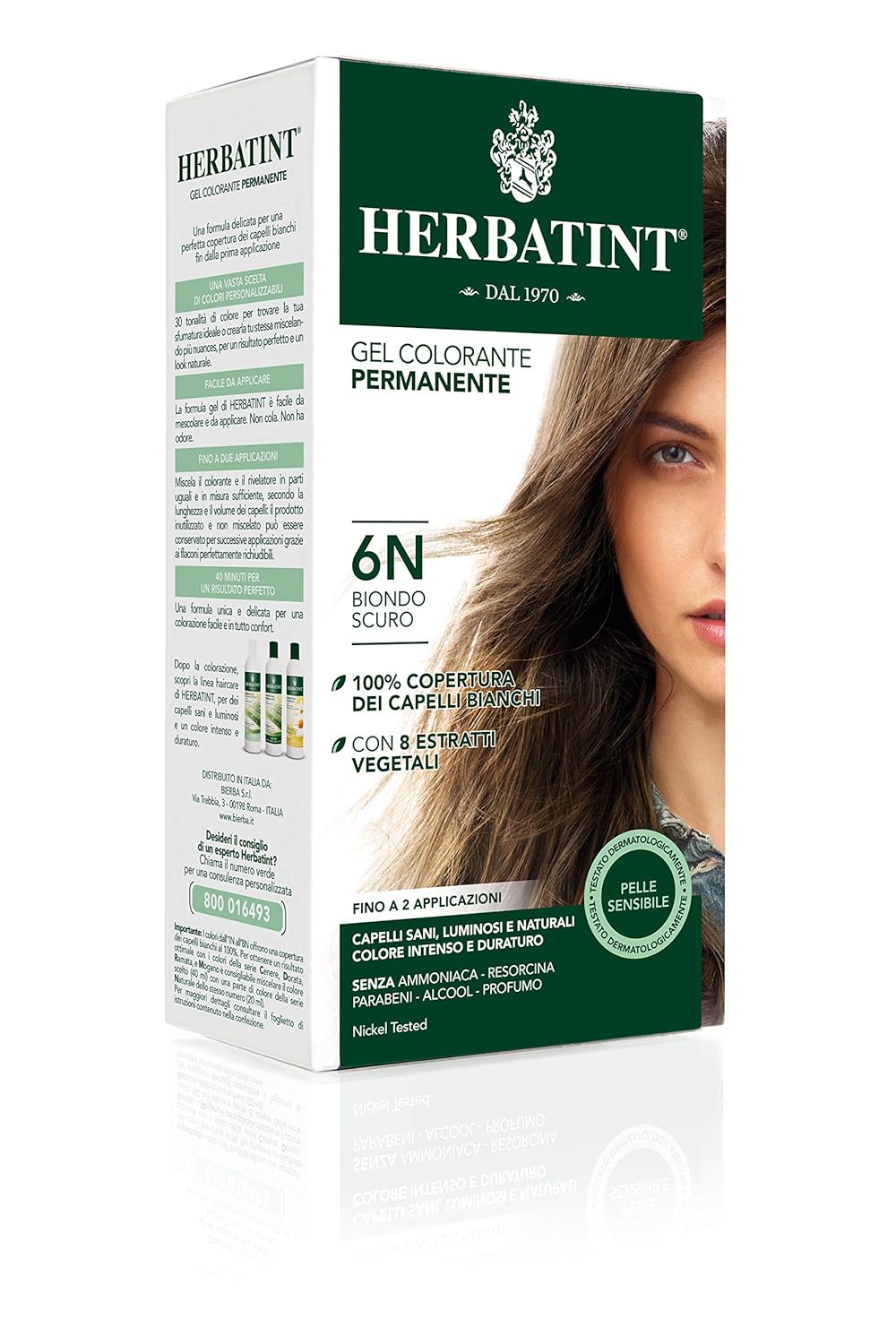 Herbatint 6N Dark Blonde Permanent Herbal Hair Color Gel 150ml