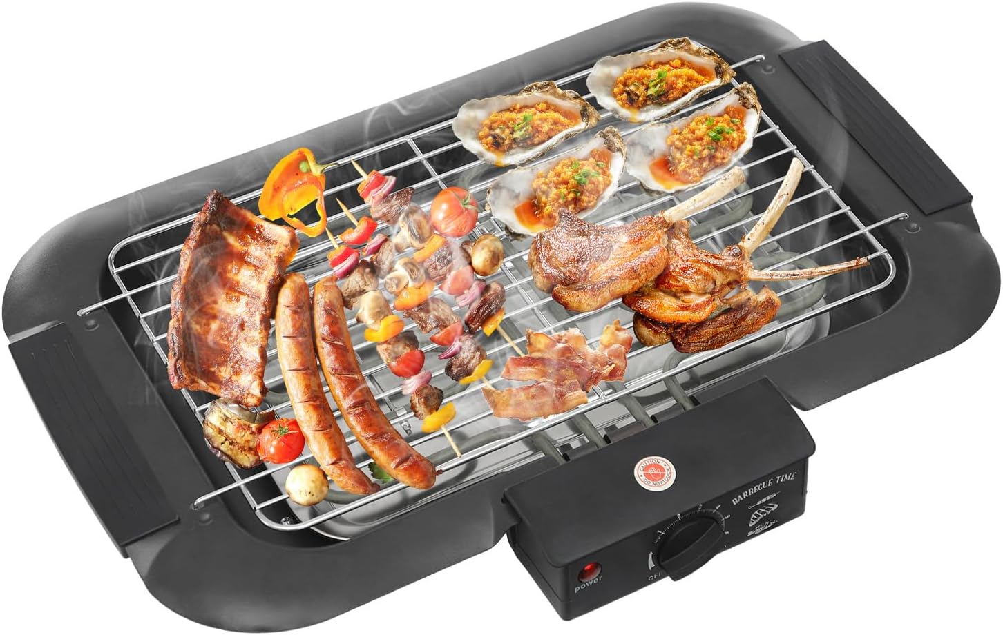 Sindipanda 2000 W Electric Table Grill 6 Gears Electric Grill, 90-350°C, 50 x 31 cm, Table Cooking Grill for Family Celebrations, Barbecue Parties, Garden, with Sturdy Feet