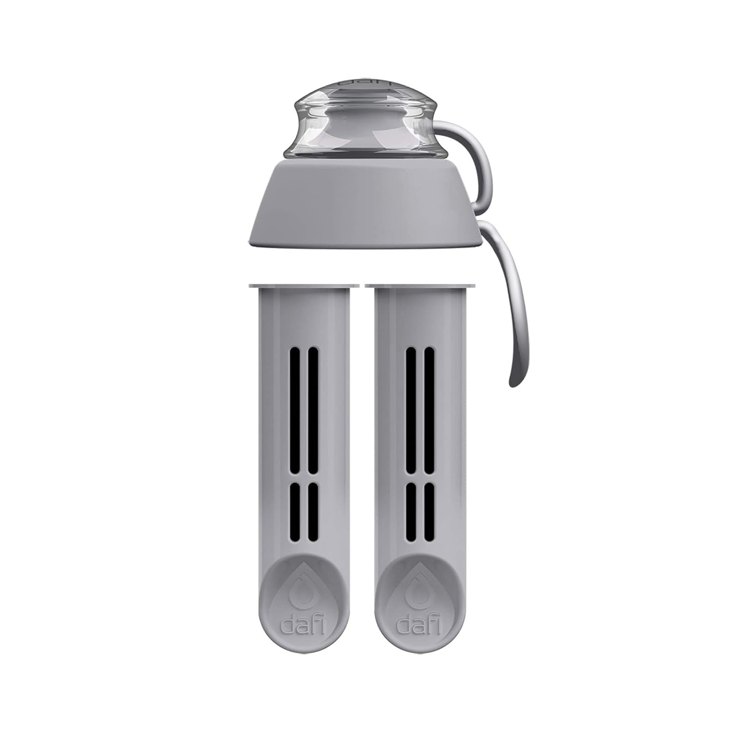 DAFI Set of 2 Filters + Cap Soft Filter Bottle, Gray - Interchangeable Filters, Environmentally Friendly, BPA-Free - Removes the Taste and Odor of Chlorine