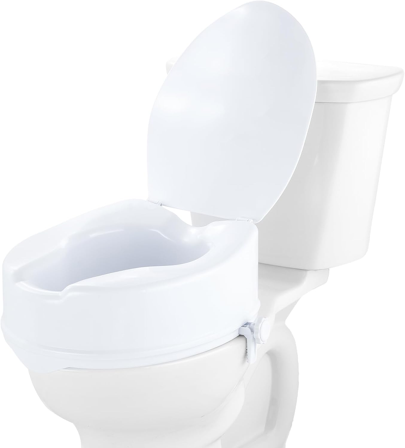 VEVOR Store VEVOR Toilet Seat Raiser Universal 15cm Load Capacity 136kg Screw Bar Lock with Toilet Seat for Seniors Disabled Patients Pregnant Medical White