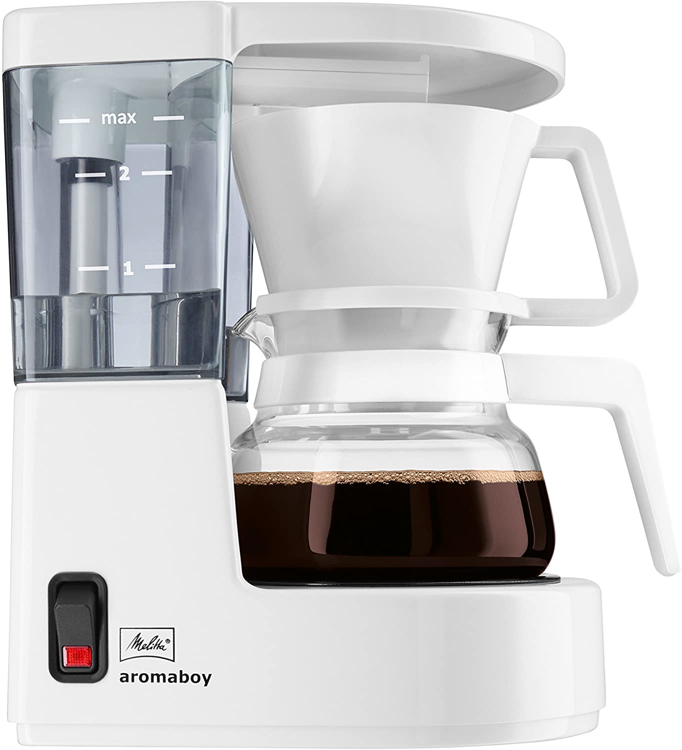 Melitta, Filterkaffeemaschine, Aromaboy, 2 Tassen-Glaskanne, Filtereinsatz, Weiß, 101501