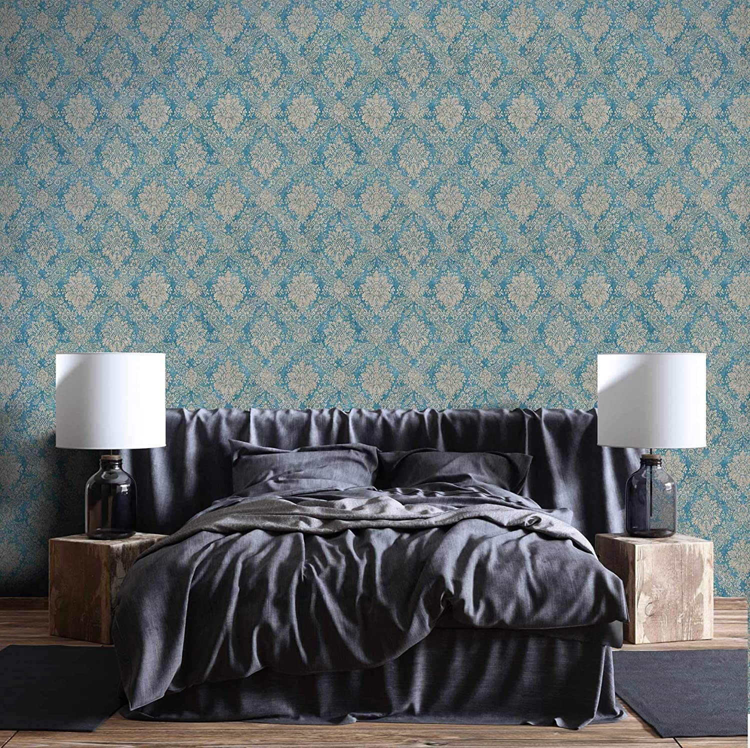 Newroom Design Newroom Baroque Wallpaper Blue Ornament Baroque Non-Woven Wallpaper Brown Modern Design Look Baroque Wallpaper Living Room Glamour Includes Wallpaper Guide