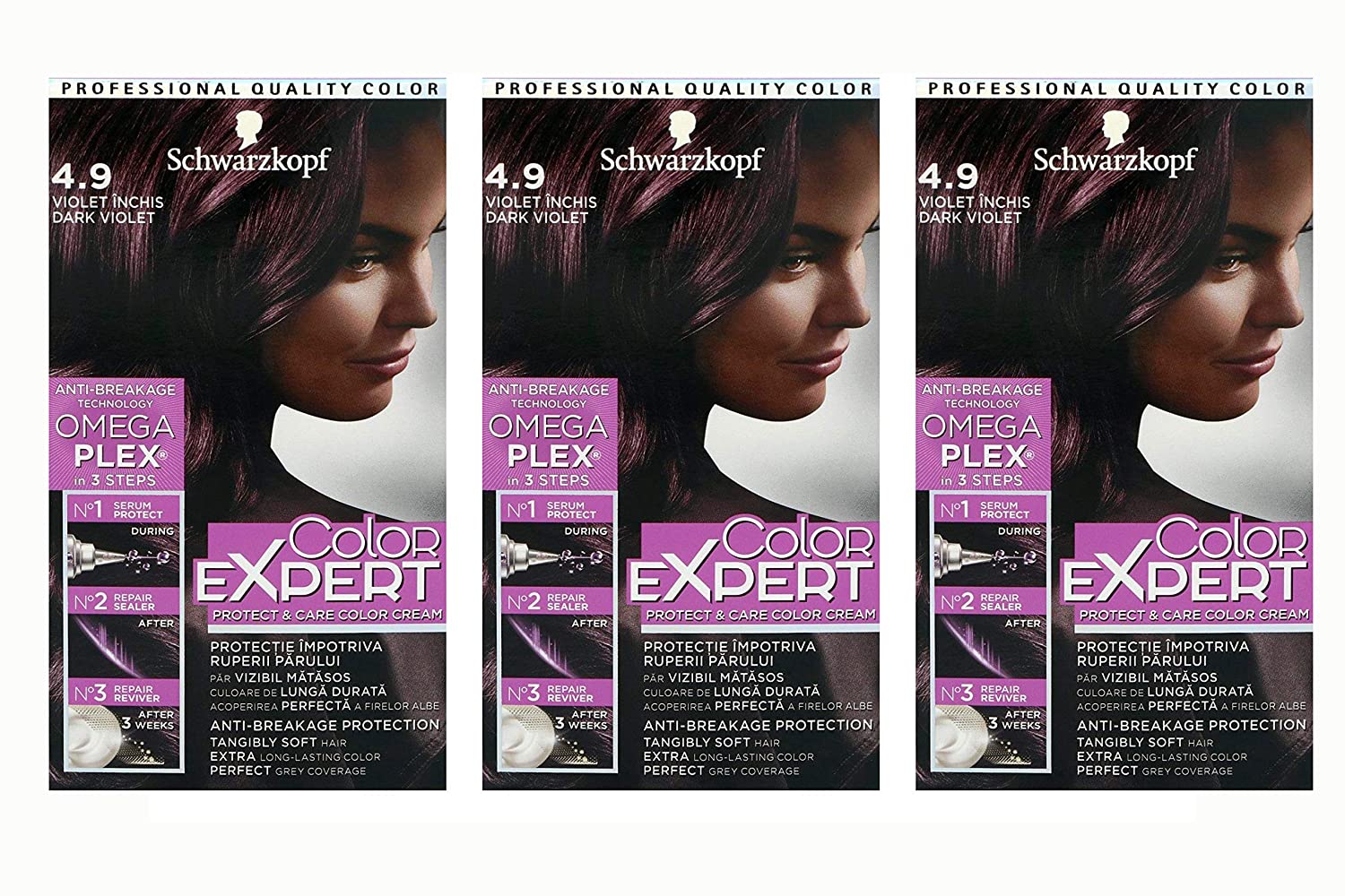 Schwarzkopf Colour Expert Intensive Care Colour Cream 4.9 Dark Berry Brown Pack of 3, ‎4.9 beeren-braun dunkles