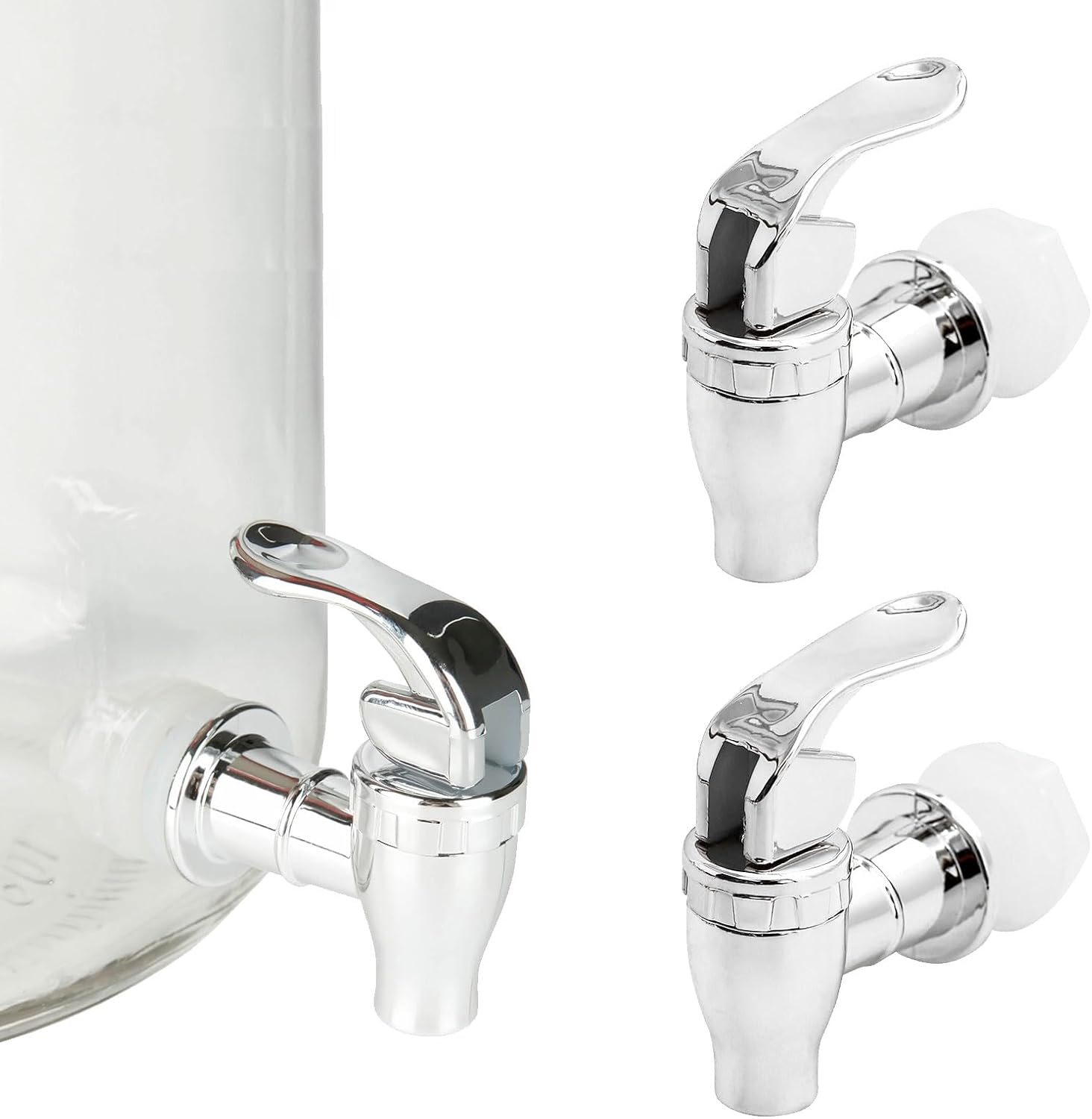 SOGHO Pack of 2 Tap, Drink Dispenser, Water Dispenser, Replacement Tap, Drink Dispenser, Silver Drink Dispenser, Tap for Cold and Hot Drinks, Coffee, Juice, Water Dispenser, Faucet