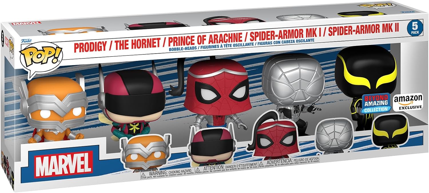 Funko Pop! Marvel: Year of The Spider - Prodigy - 5 Pack Spider-Man - Marvel Comics - Amazon Exclusive - Vinyl Collectible Figure - Gift Idea - Official Merchandise - Comic Books Fans