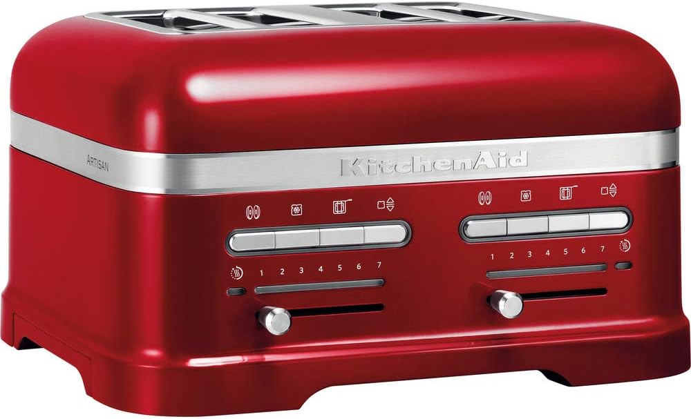 KitchenAid Toaster for 4 slices with sandwich tongs, Artisan, retro toast machine, various functions and browning levels, red