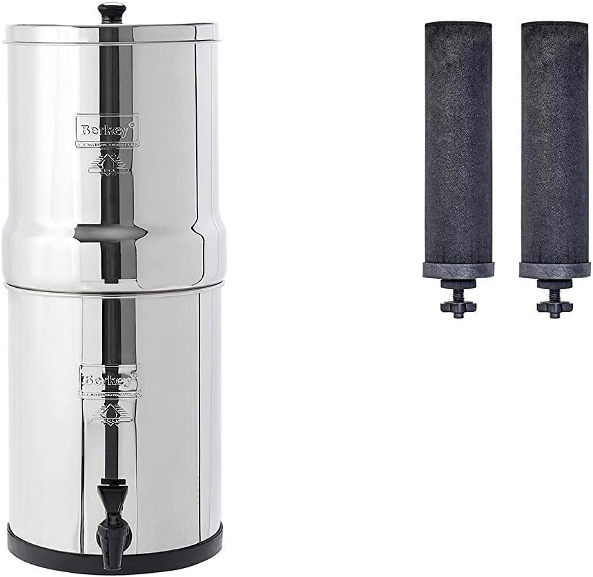 Travel Berkey Water Filter System with 2 Black Purifier elements Filtration UK