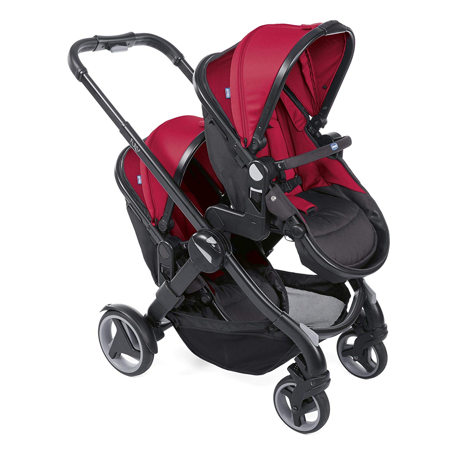 Chicco Fully Twin Double Pushchair from 0 Months to 15 kg, Convertible to Twin Pushchair, Double Buggy or Double Pushchair, with 19 Configurations, Foldable, Sun Canopy