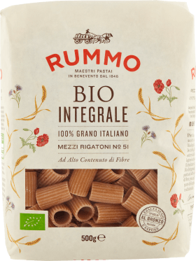Rummo Pasta, rigatoni from wheat, wholemeal, 500 g