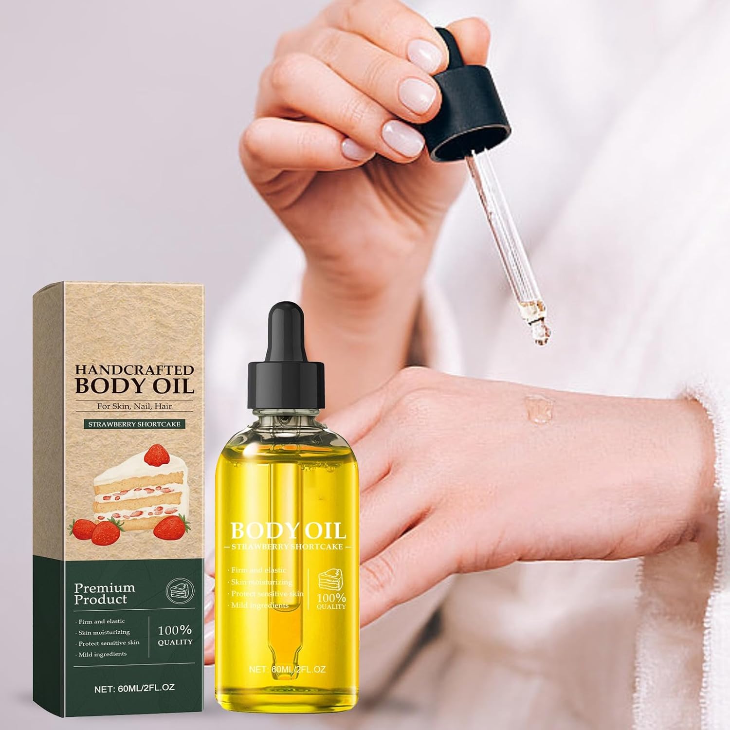 Generic Body oil nourishes and revitalises your skin (60 ml) KhE789 (orange, 3.3 x 11.6 cm)