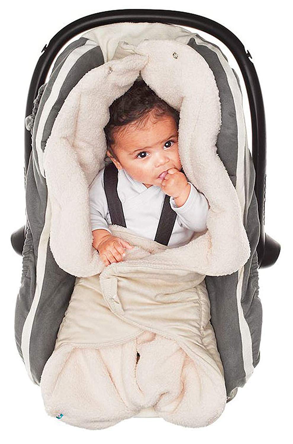 Wallaboo Einschlagdecke für Babyschale, Autokindersitz, für Kinderwagen, Buggy, Babybett, Schönen Blumenform, Veloursleder und fleece, 85 x 85 cm, 0 - 12 Monaten, Farbe: Blau