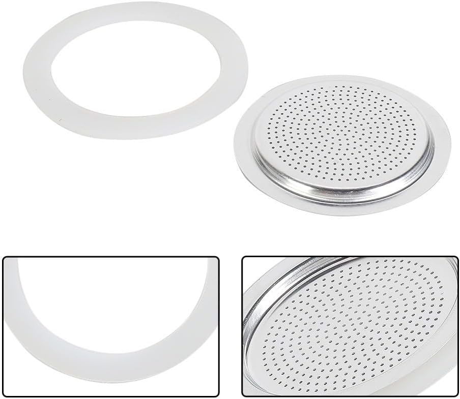 Besttoolifes Silicone Rubber Replacement Sealing Ring with Filter Screen for Stovetop Mocha Coffee Maker Espresso Pot, Multiple Sizes Available (1 Cup + Strainer)