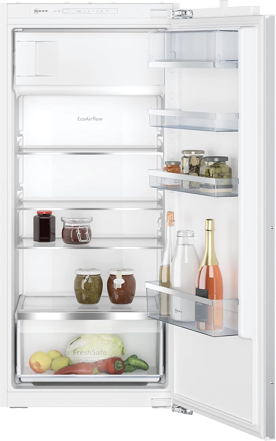 NEFF KI2422FE0, N 50, Built-in Fridge, 122.5 x 56 cm, Cooling 172 L, Freeze 15 L, 35 dB, LED Lighting, Safety Glass, Flat Hinge, Fresh Safe, Made in Germany, White