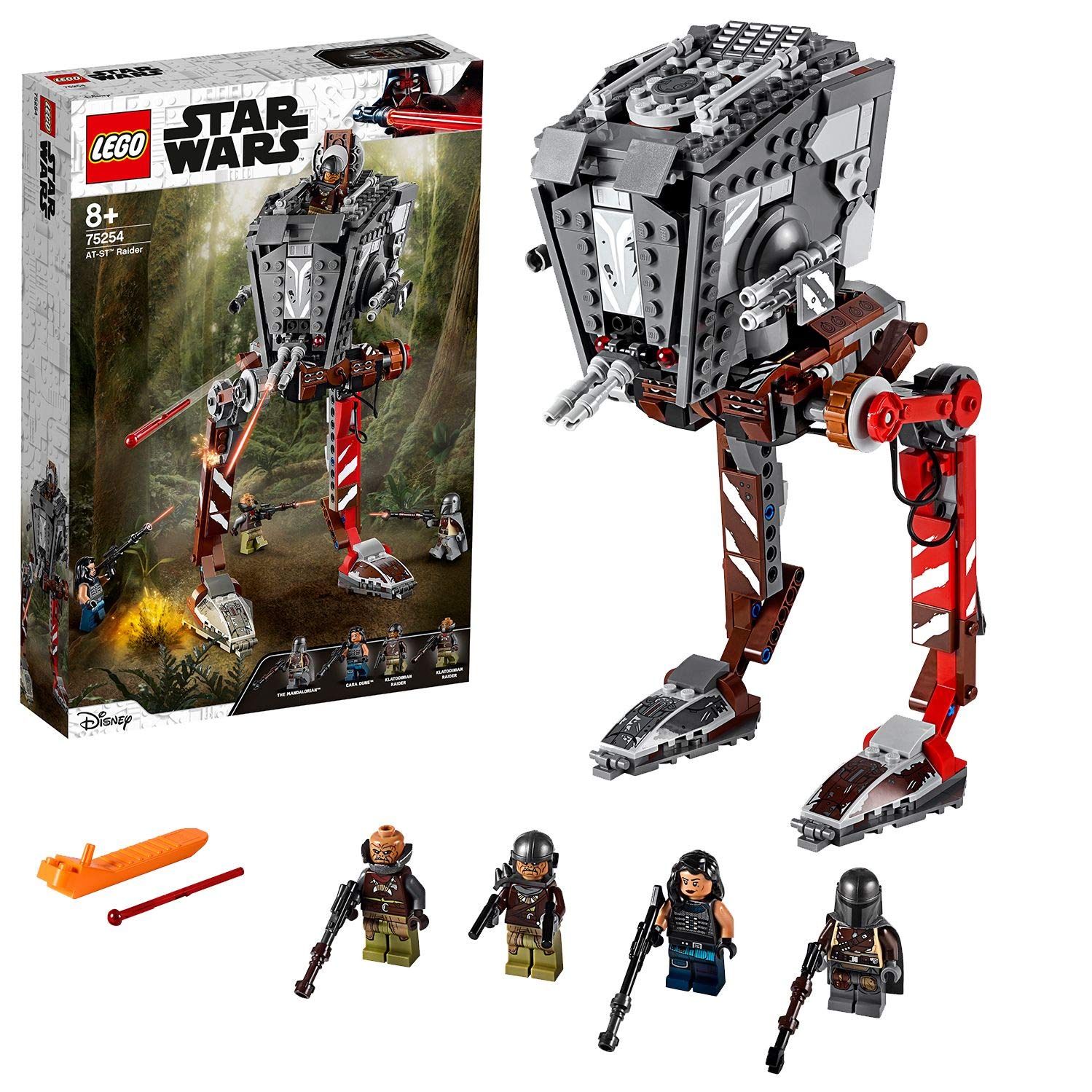 LEGO 75254 Star Wars AT-ST Raider, set with fireable shooters and 4 mini figures, TV series The Mandalorian collection.