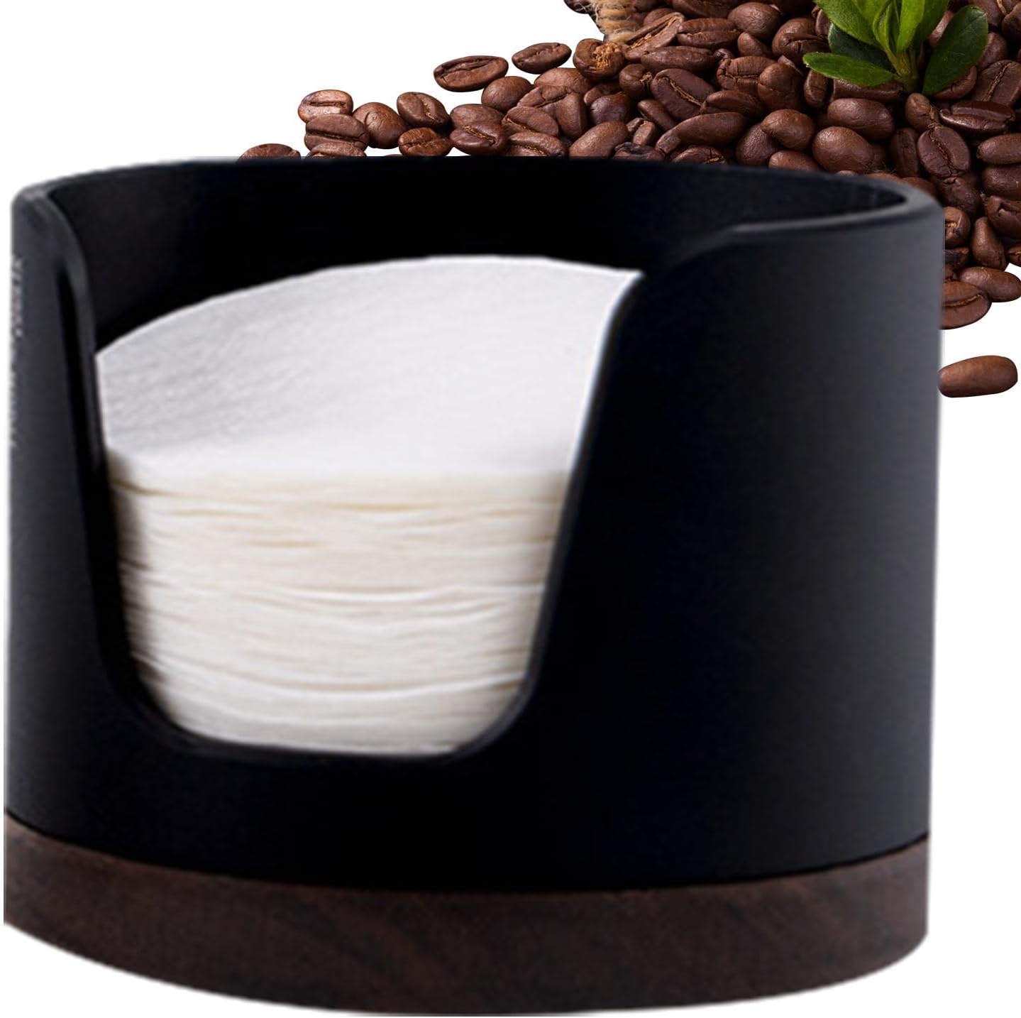 Generic Coffee Filter Holder - Coffee Filter Storage Container, Espreso Filter Organizer | Round espreso filter paper holder, wooden house filter container for farmhouse for espreso maker