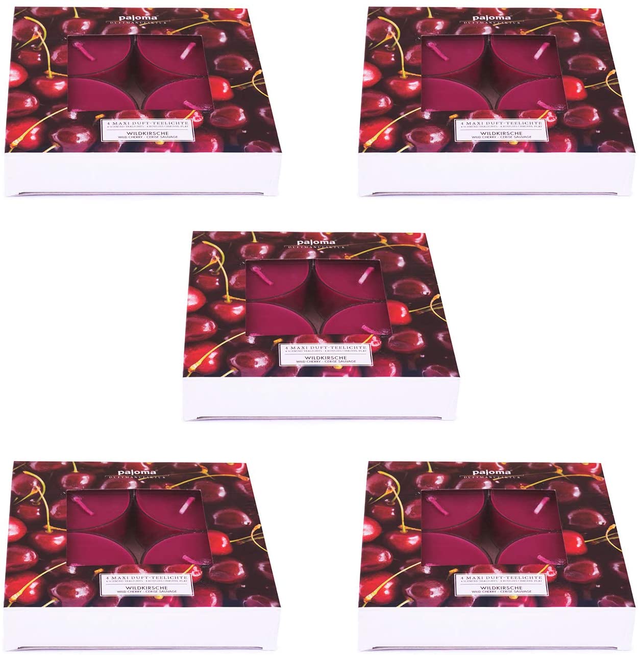 Pajoma Maxi Teelichte Wildkirsche, 20Er Pack (5 X 4 Maxi Duft-Teelichte) In