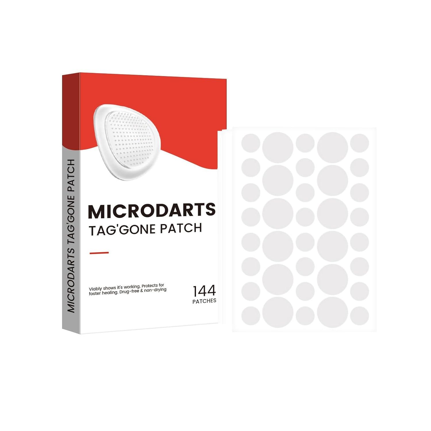 Microdarts Tag\'Gone Skin Patches, Microdart Plasters for Skin Appendages Removal, Pimple Patches, Anti Pimple Patches, Microdarts Tag\'Gone Patch for Face Blemishes, 1 Box