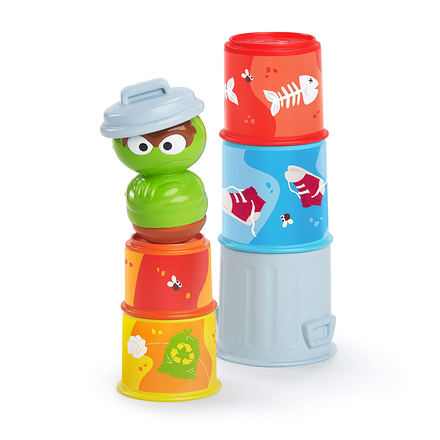 HCM Kinzel Sesame Street Oscar Stackable Cups 5 Buckets With Oscar As Standing Up Male
