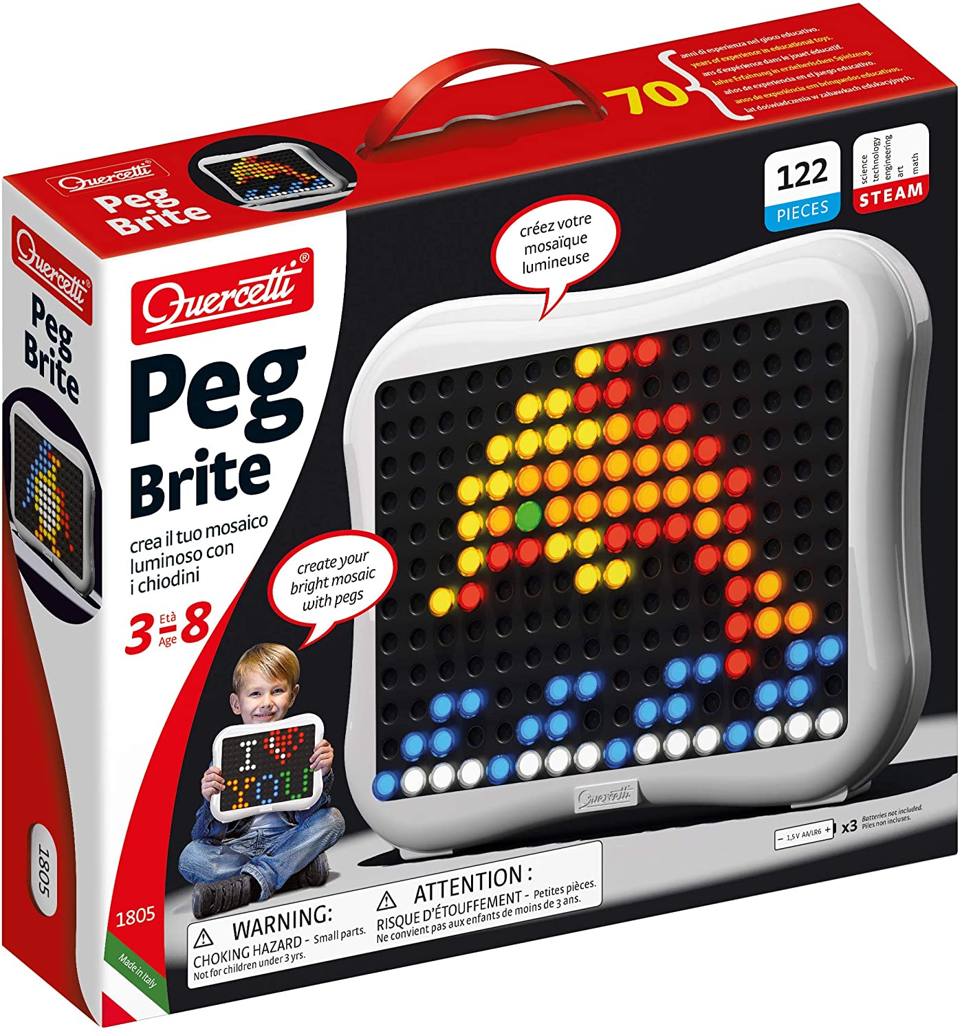 Quercetti 1805 Peg Brite 1805-Peg, Multi-Coloured